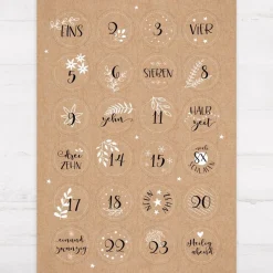 Adventskalender Aufkleber Zahlen "Frohe Weihnachten"