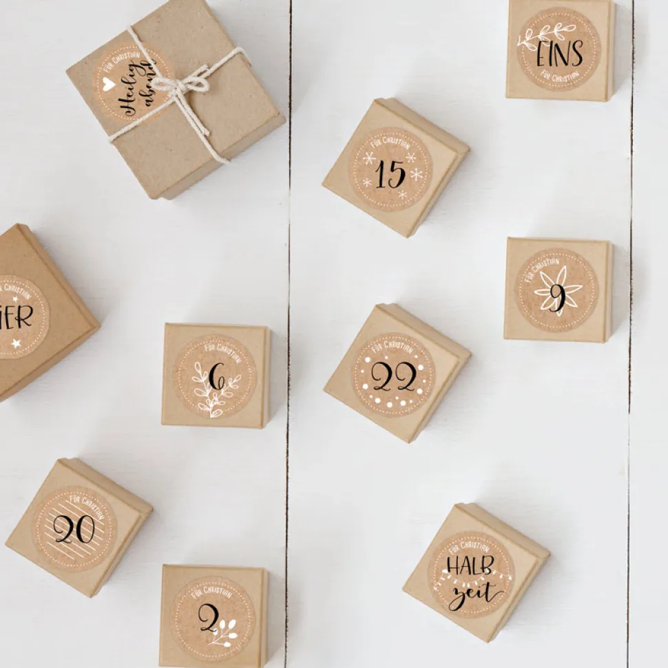 Adventskalender Aufkleber Zahlen "Frohe Weihnachten"