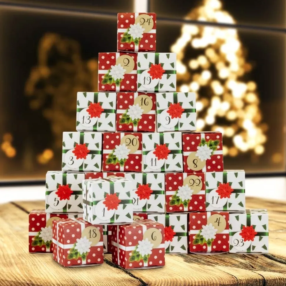 Adventskalender zum Selbstbefüllen "Boxen rot-weiß"