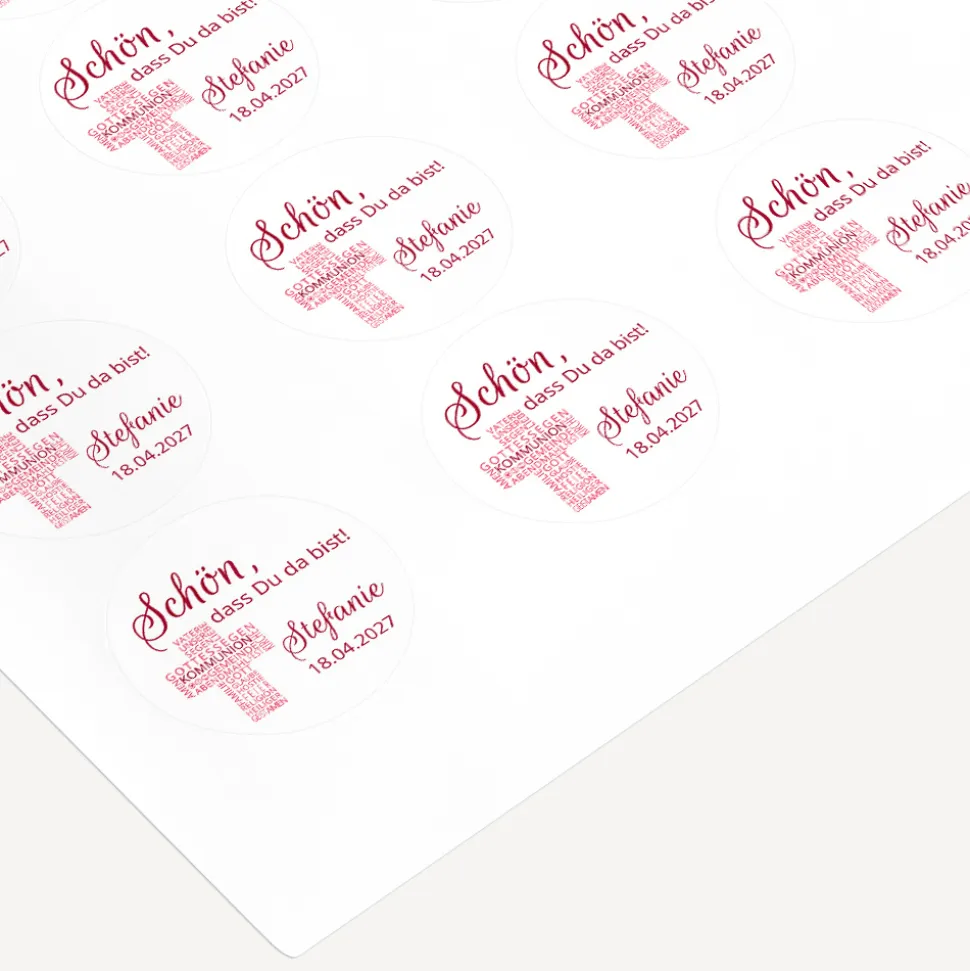 Aufkleber Kommunion Mädchen "Kreuz Modern"