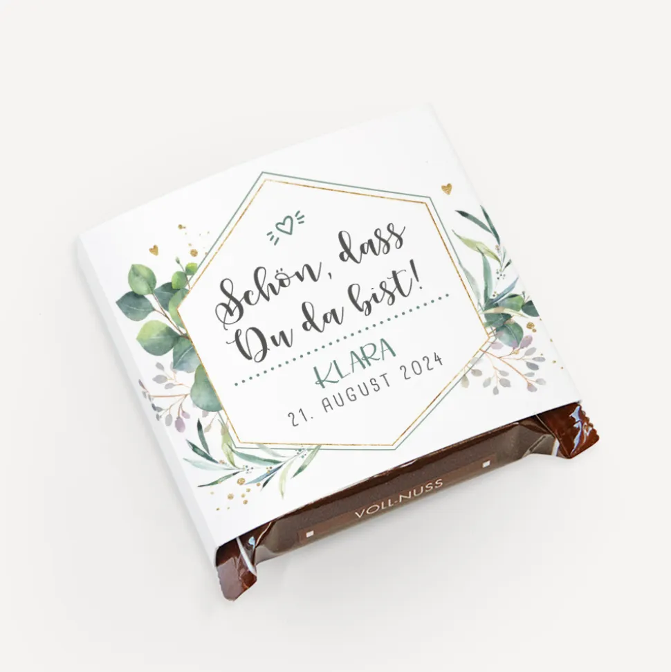 Banderole Mini Schokolade "Aquarell Eukalyptus Zweige"