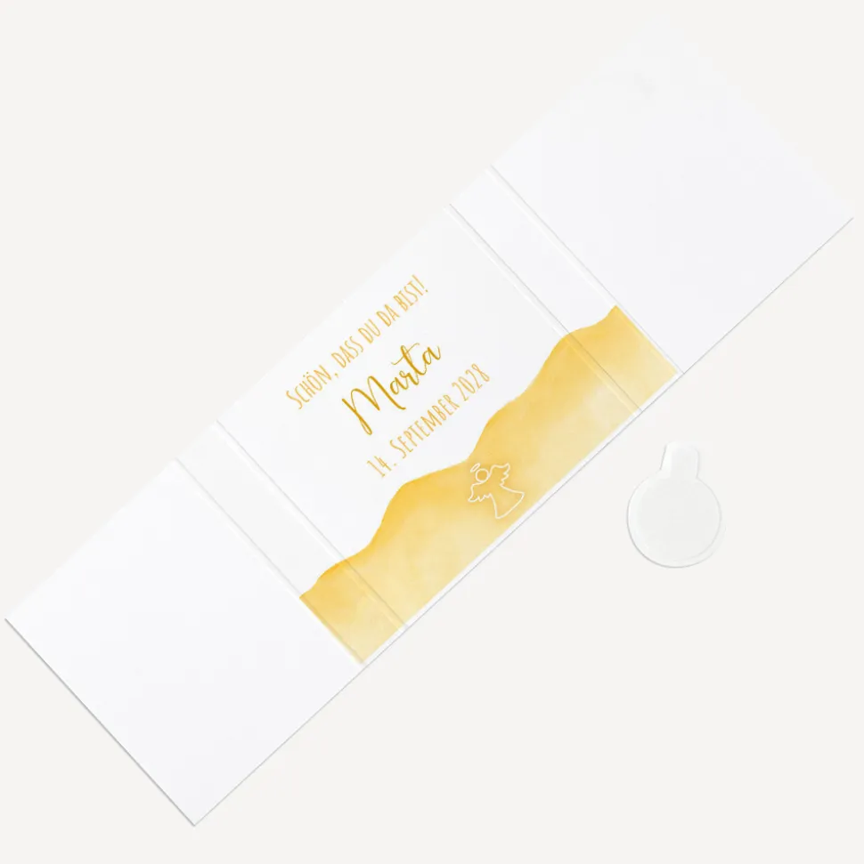 Banderole Mini Schokolade "Aquarell mit Engel gold-gelb"