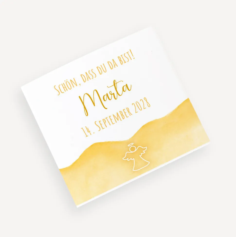 Banderole Mini Schokolade "Aquarell mit Engel gold-gelb"