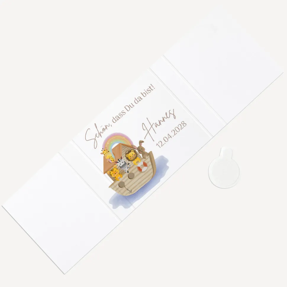 Banderole Mini Schokolade "Arche Noah Regenbogen Pastell"