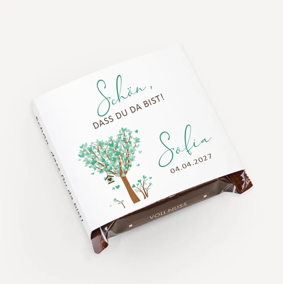 Banderole Mini Schokolade "Baum Herzen"