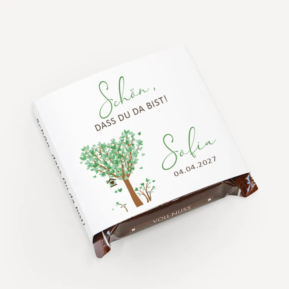 Banderole Mini Schokolade "Baum Herzen"
