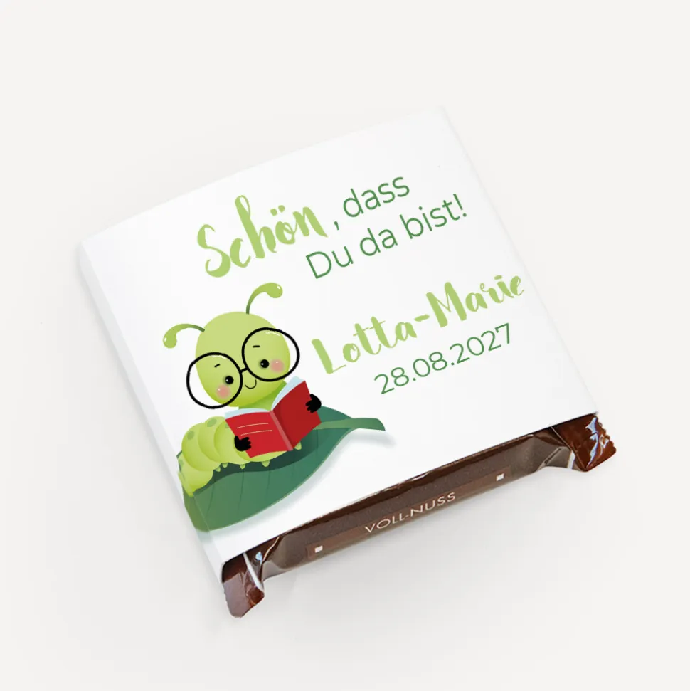 Banderole Mini Schokolade "Bücherwurm"