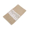 Bestecktasche Jute Vintage mit Spitze 4 Stück