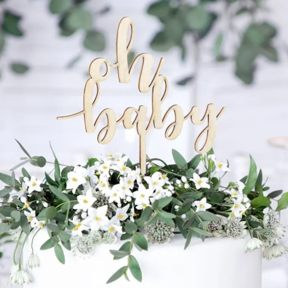 Cake Topper aus Holz "Oh baby"