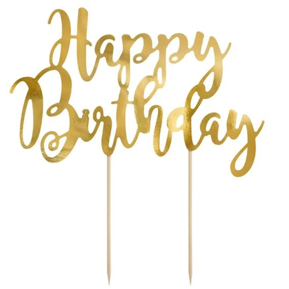 Cake Topper "Happy Birthday" gold
