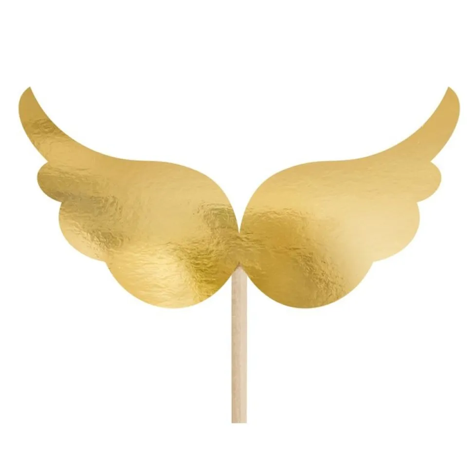 Cupcake Topper Set gold "Kreuz, Taube, Flügel" 6 Stück