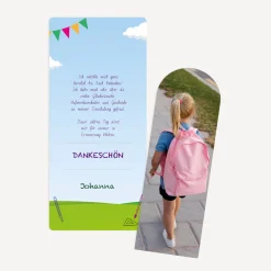 Danksagung Einschulung mit Lesezeichen "Zuckertüte"