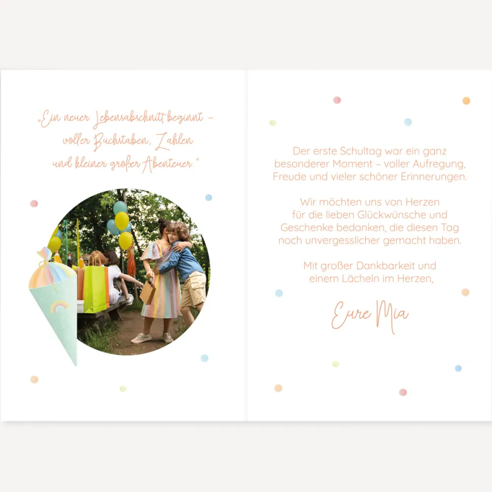 Danksagung Einschulung "Zuckertüte modern"