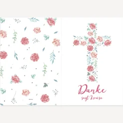 Danksagung Taufe "Kreuz mit Blumen"