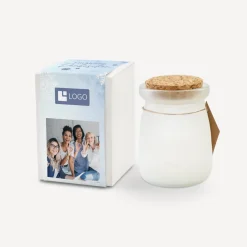 Duftkerze Vanille mit Box + Banderole "Schneeflocken"