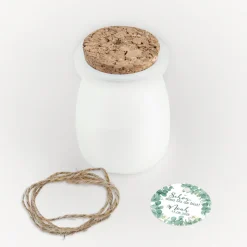Duftkerze Vanille mit Korkdeckel + Anhänger "Eukalyptuskranz"