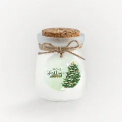 Duftkerze Vanille mit Korkdeckel + Anhänger geschäftlich "Weihnachtsbaum"
