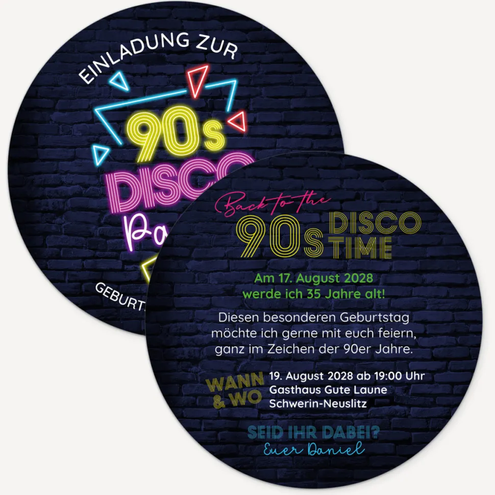 Einladung Geburtstag "90er Party"