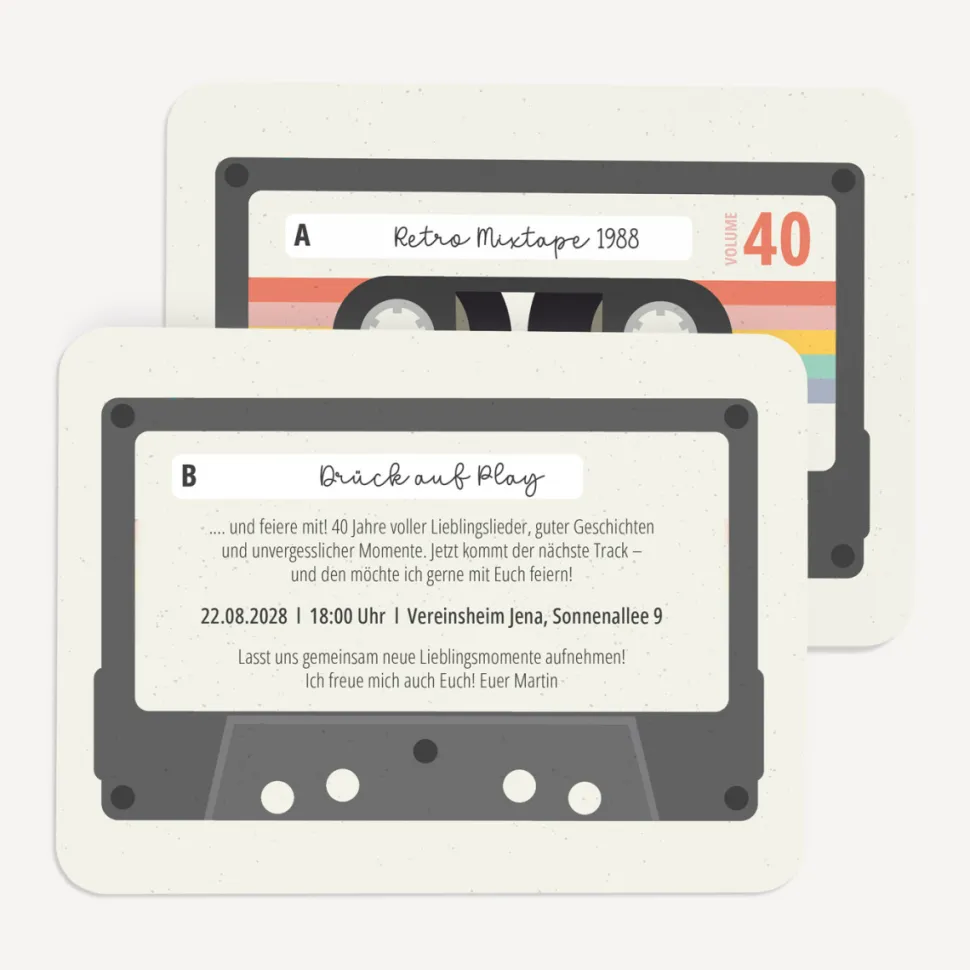 Einladung Geburtstag "Kassette"