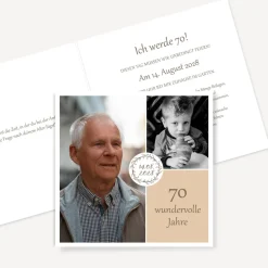 Einladung 70. Geburtstag Klappkarte quadratisch
