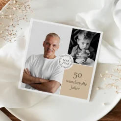 Einladung 50. Geburtstag Klappkarte quadratisch