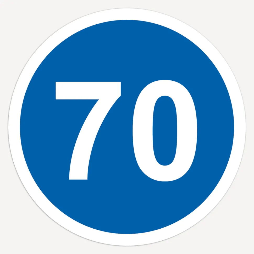 Einladung 70. Geburtstag "Mindestgeschwindigkeit"