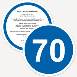Einladung 70. Geburtstag "Mindestgeschwindigkeit"