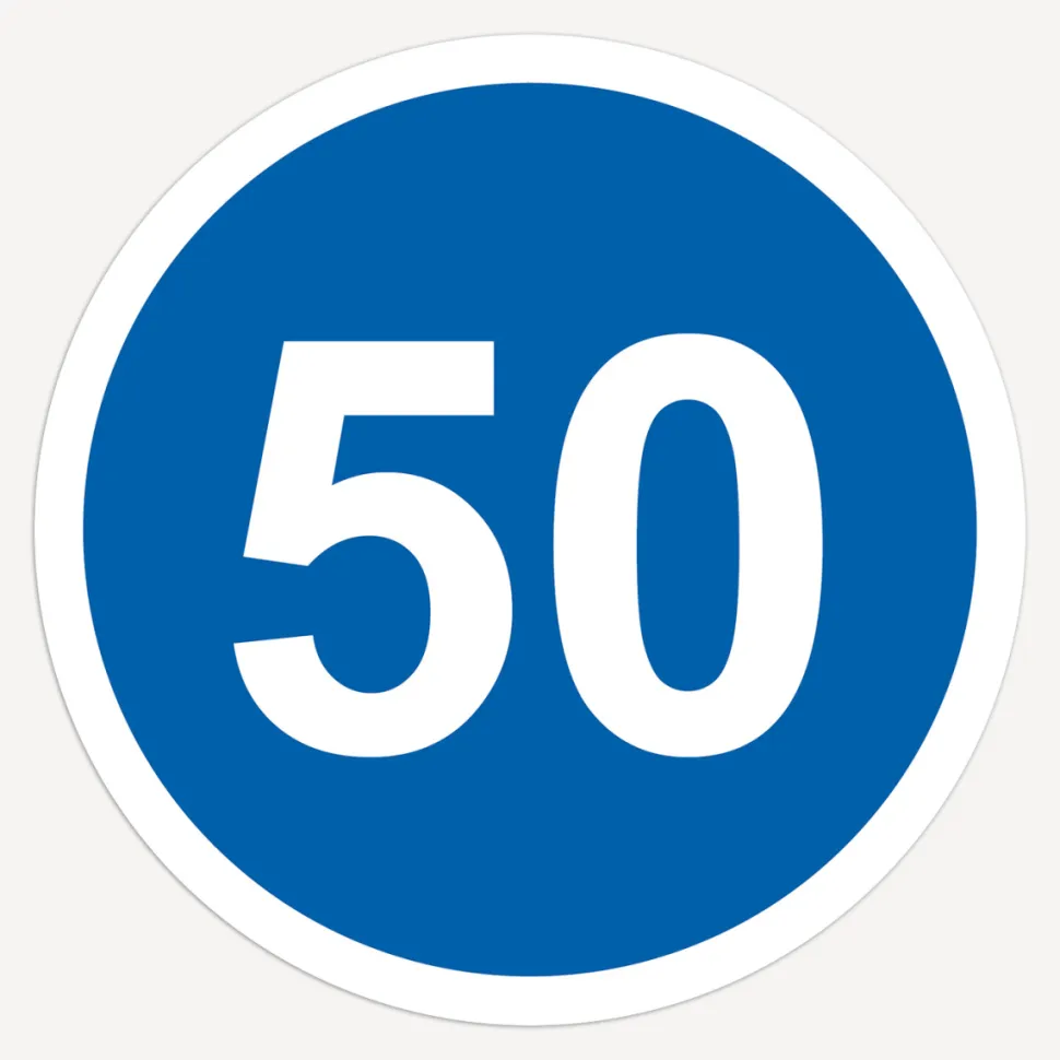 Einladung 50. Geburtstag "Mindestgeschwindigkeit"