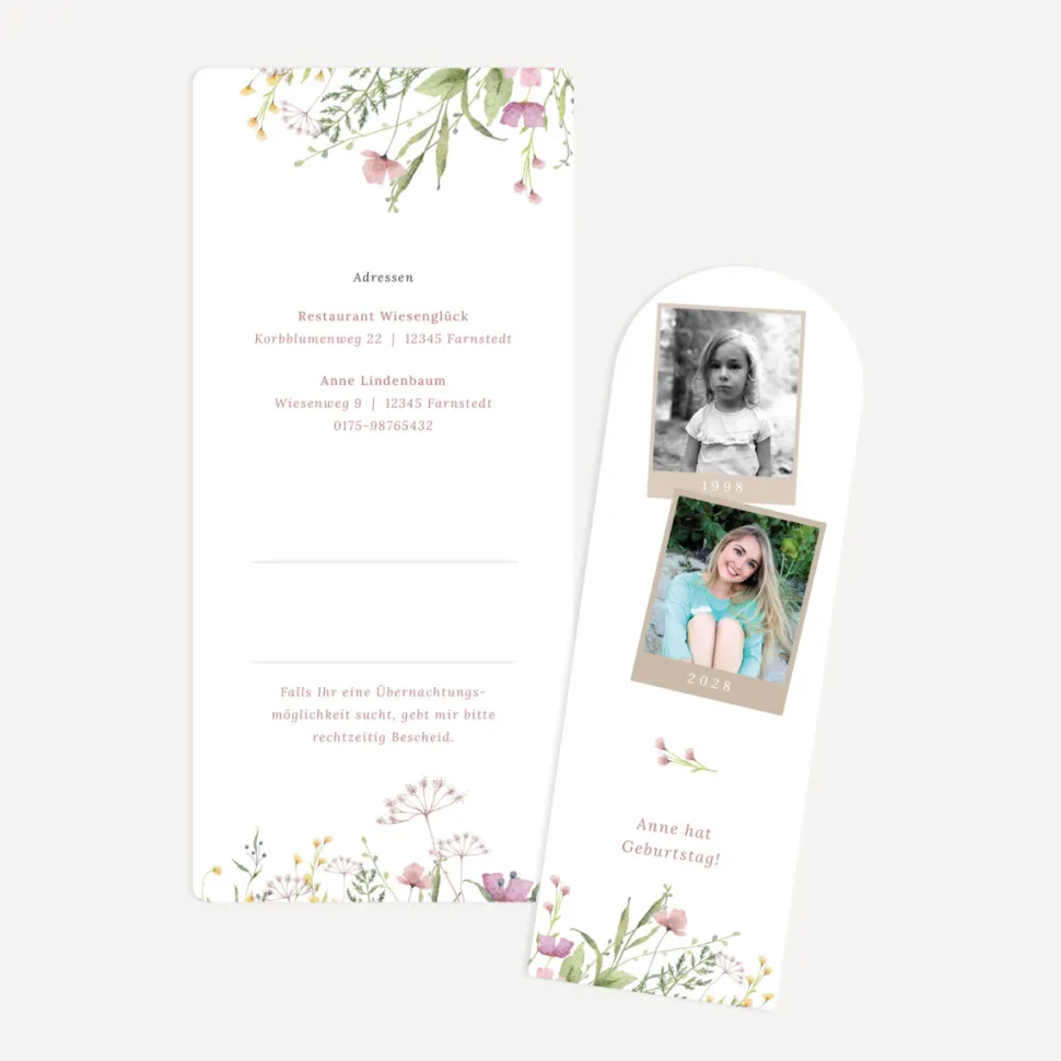 Einladung 30. Geburtstag mit Lesezeichen "Blooming Romance"