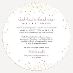 Einladung 80. Geburtstag "Roségold Sparkles"