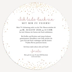 Einladung 70. Geburtstag "Roségold Sparkles"