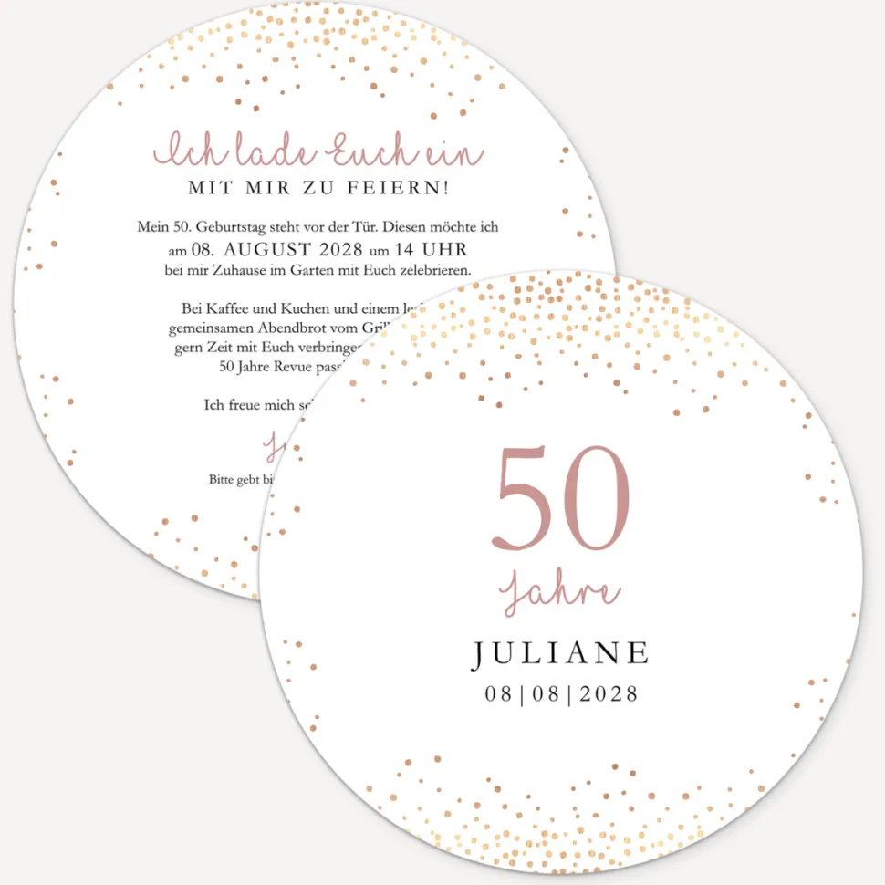 Einladung 50. Geburtstag "Roségold Sparkles"