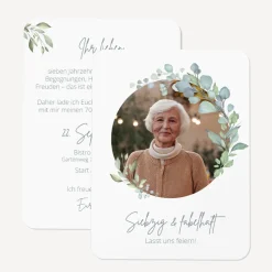 Einladung 70. Geburtstag runde Ecken "Naturell"
