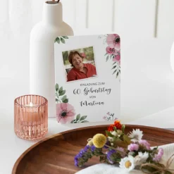 Einladung 60. Geburtstag runde Ecken