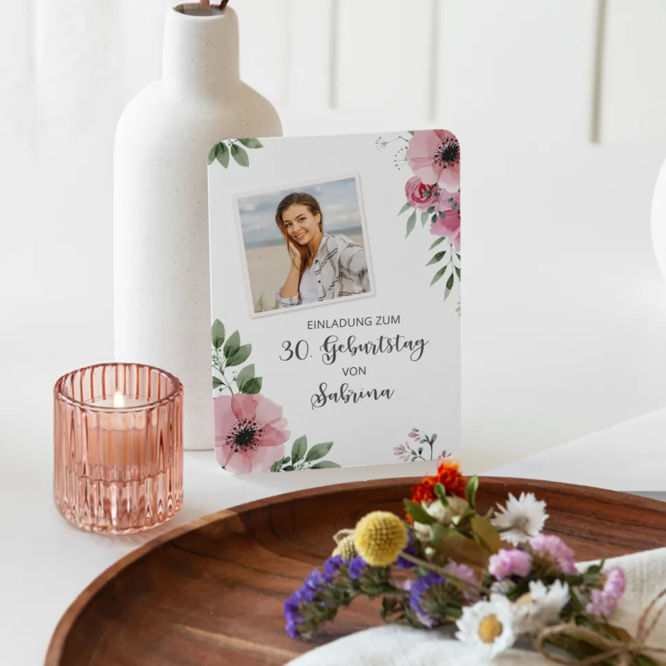 Einladung 30. Geburtstag runde Ecken "Bohemian Summer"