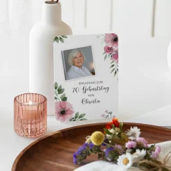 Einladung 70. Geburtstag runde Ecken