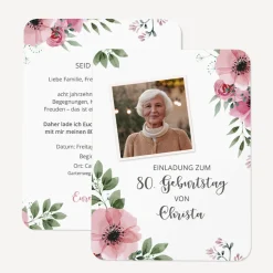 Einladung 80. Geburtstag runde Ecken