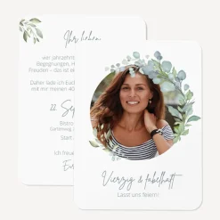Einladung 40. Geburtstag runde Ecken "Naturell"
