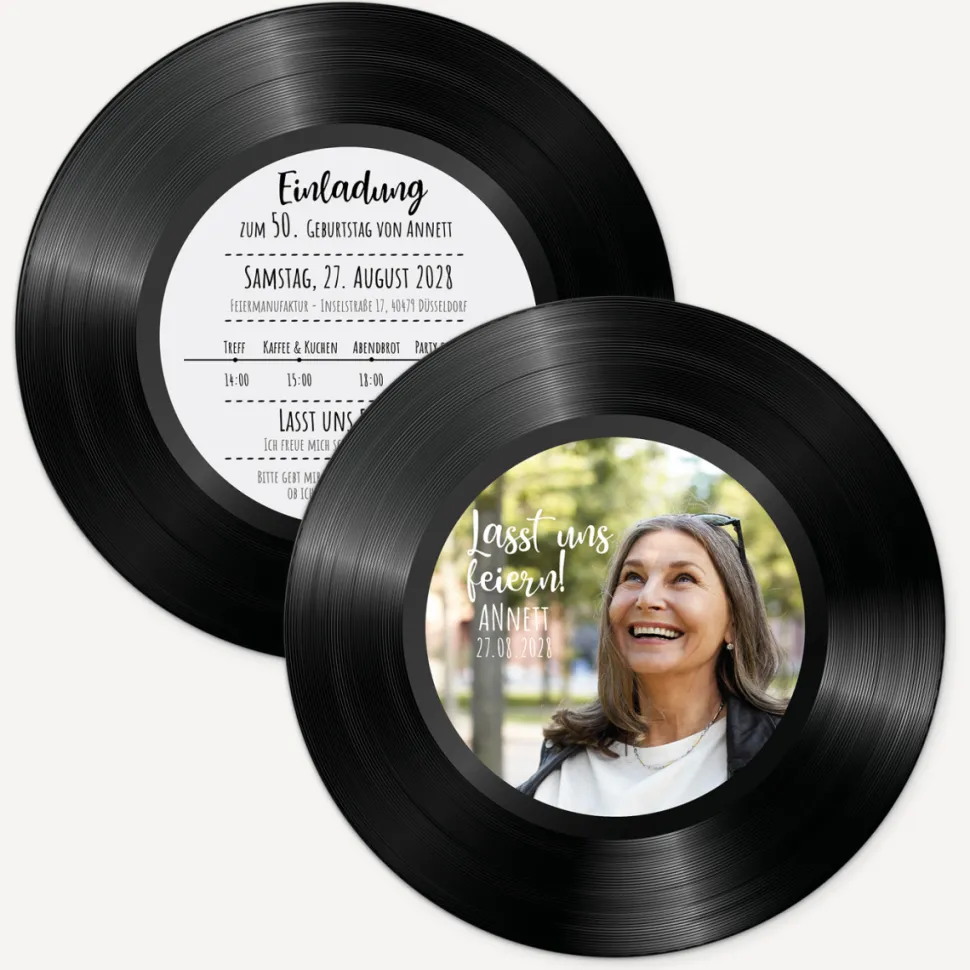 Einladung 50. Geburtstag "Schallplattte"