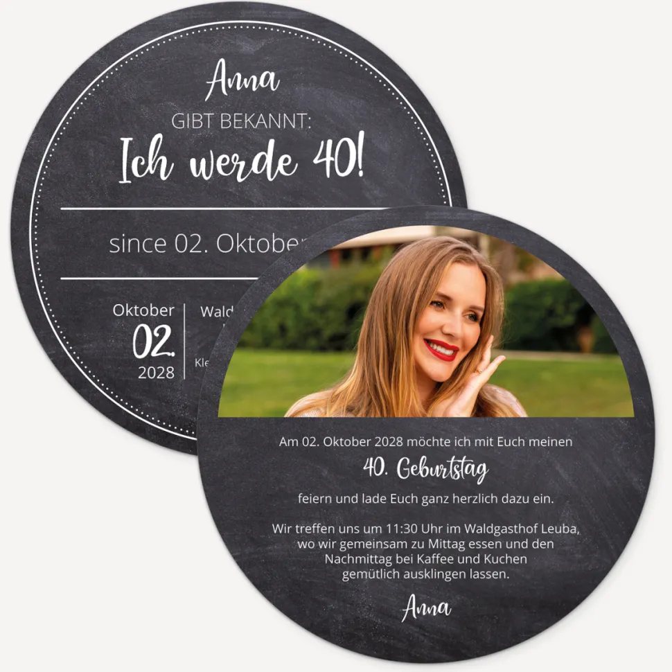 Einladung 40. Geburtstag "Schiefer"