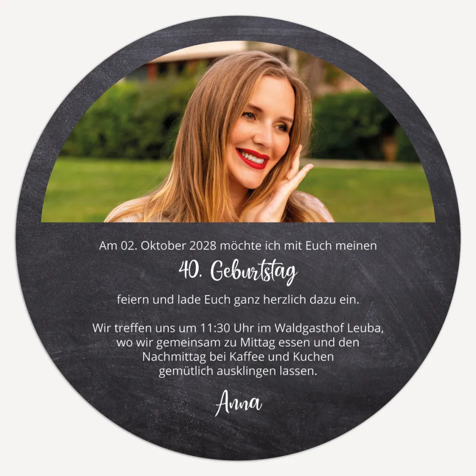 Einladung 40. Geburtstag "Schiefer"