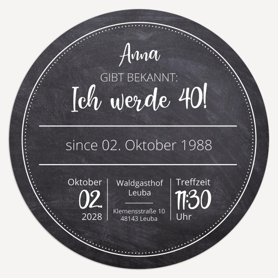 Einladung 40. Geburtstag "Schiefer"
