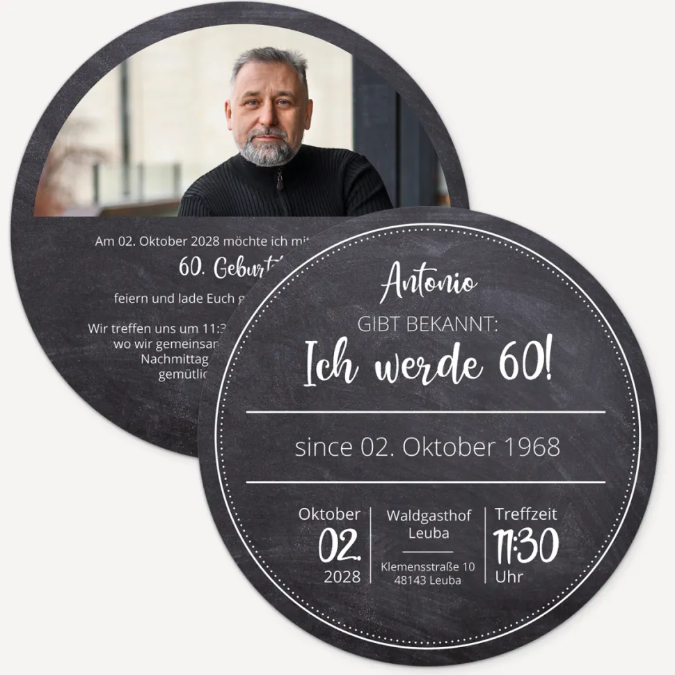 Einladung 60. Geburtstag "Schiefer"