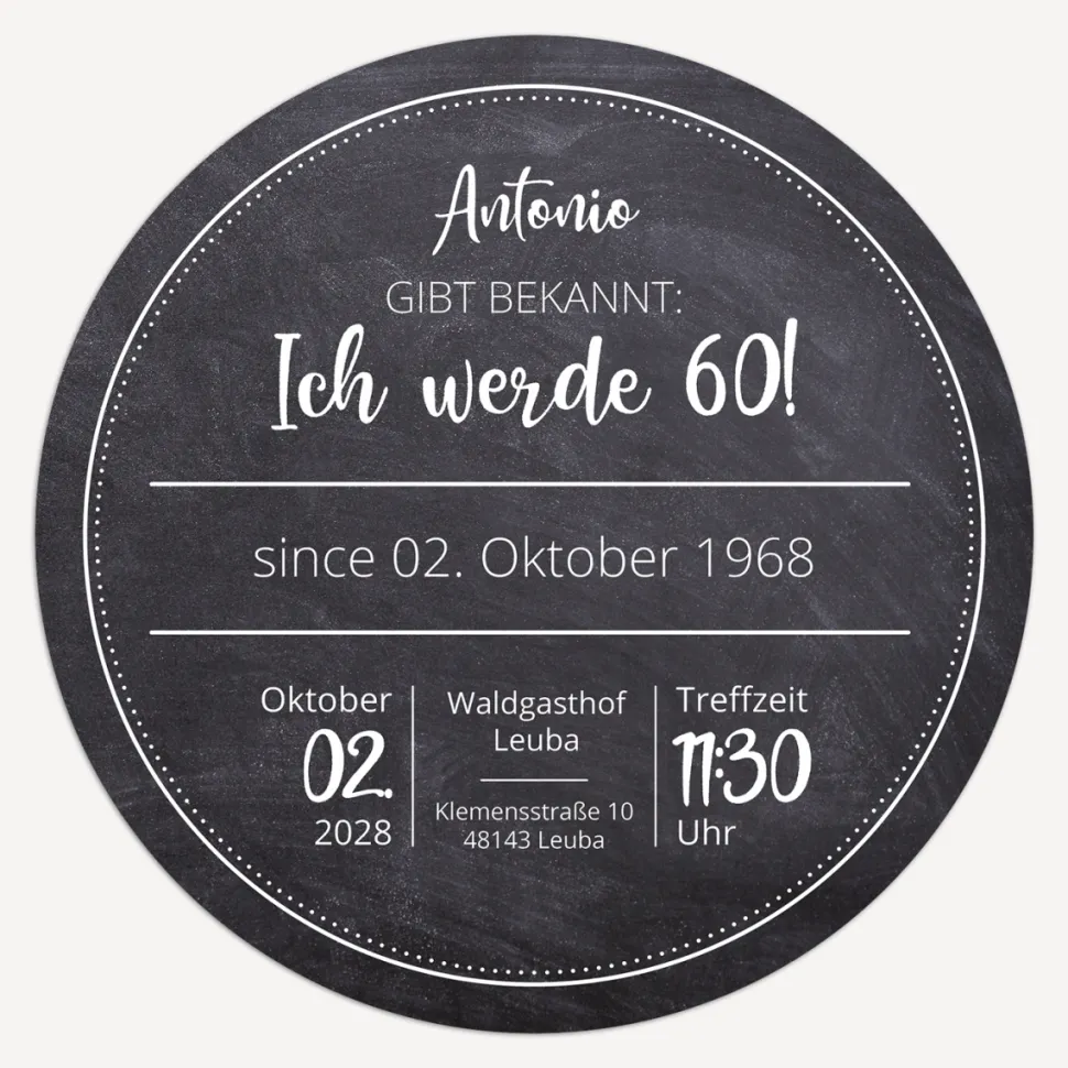 Einladung 60. Geburtstag "Schiefer"