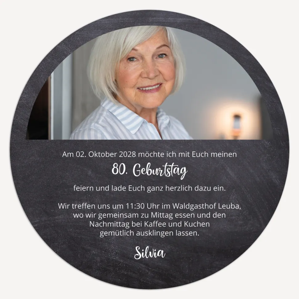 Einladung 80. Geburtstag "Schiefer"