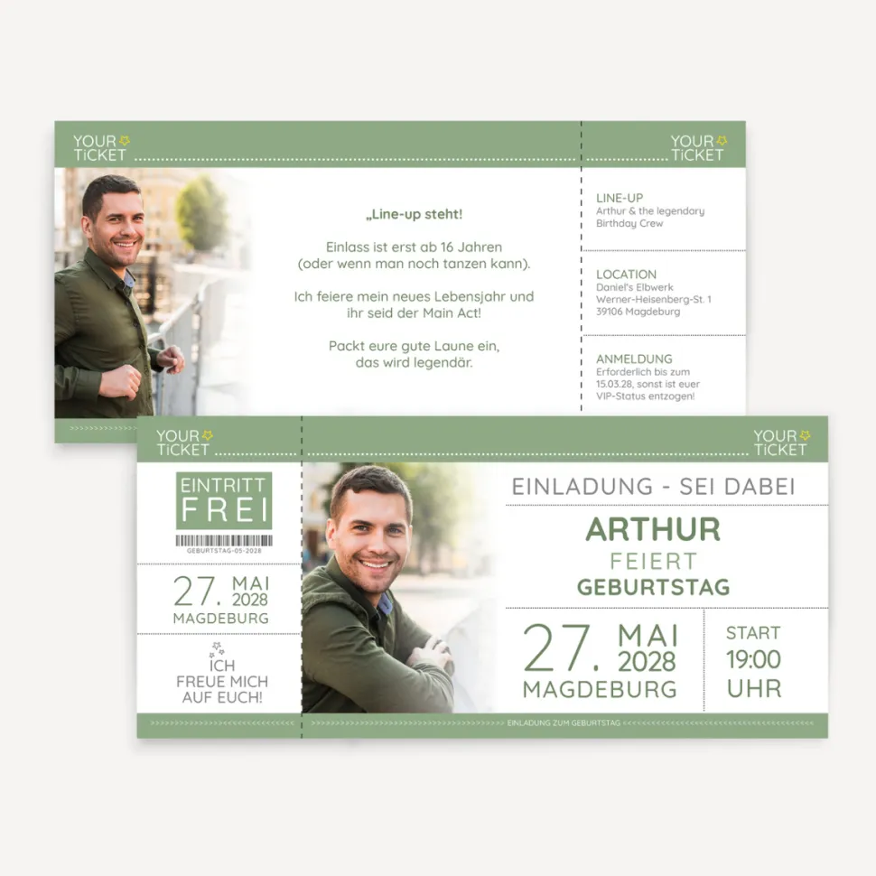 Einladung Geburtstag "Ticket"