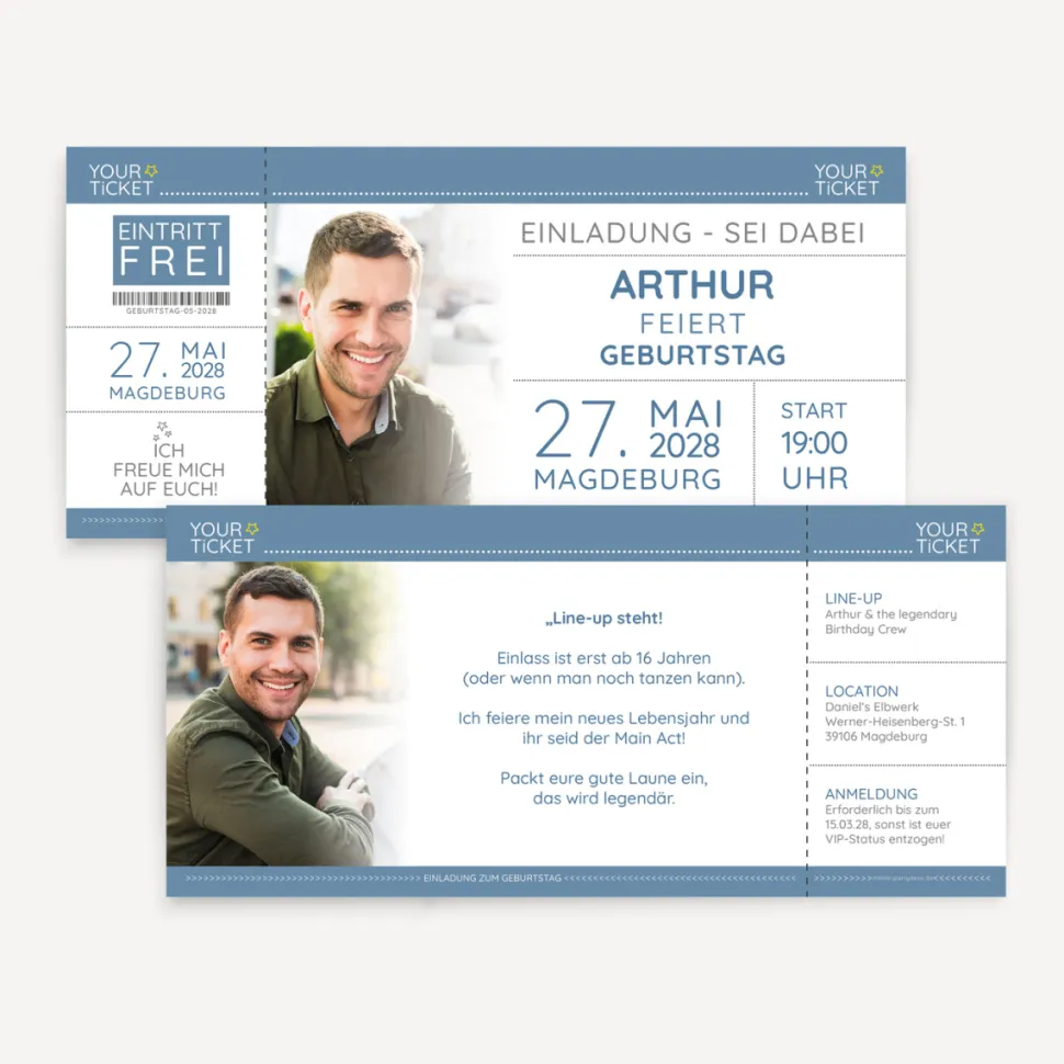 Einladung Geburtstag "Ticket"