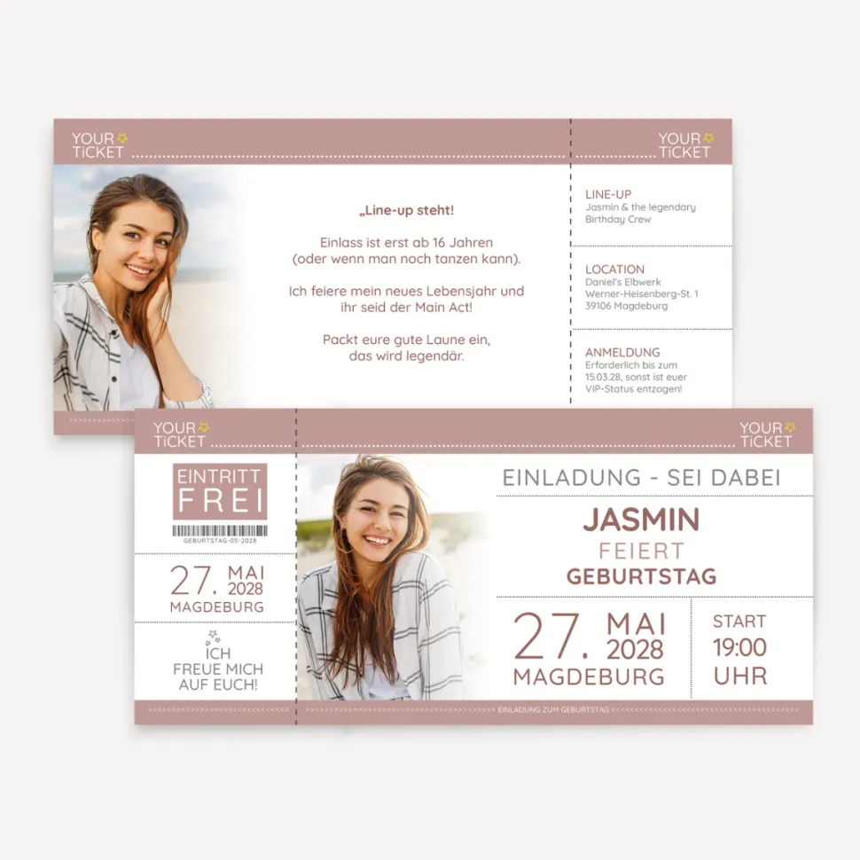 Einladung Geburtstag "Ticket"