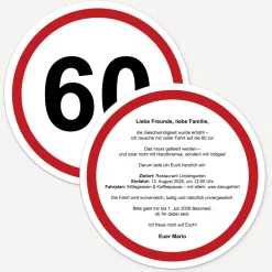 Einladung 60. Geburtstag "Verkehrsschild"