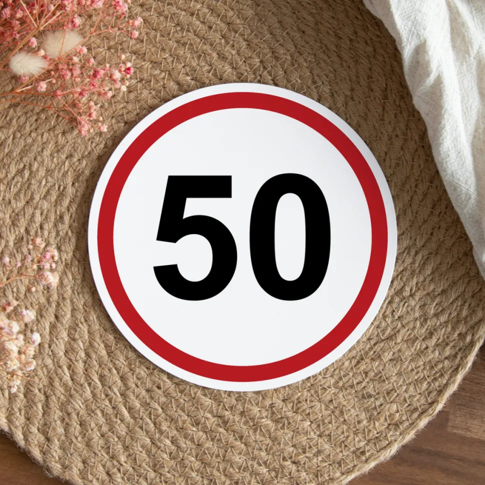 Einladung 50. Geburtstag "Verkehrsschild"